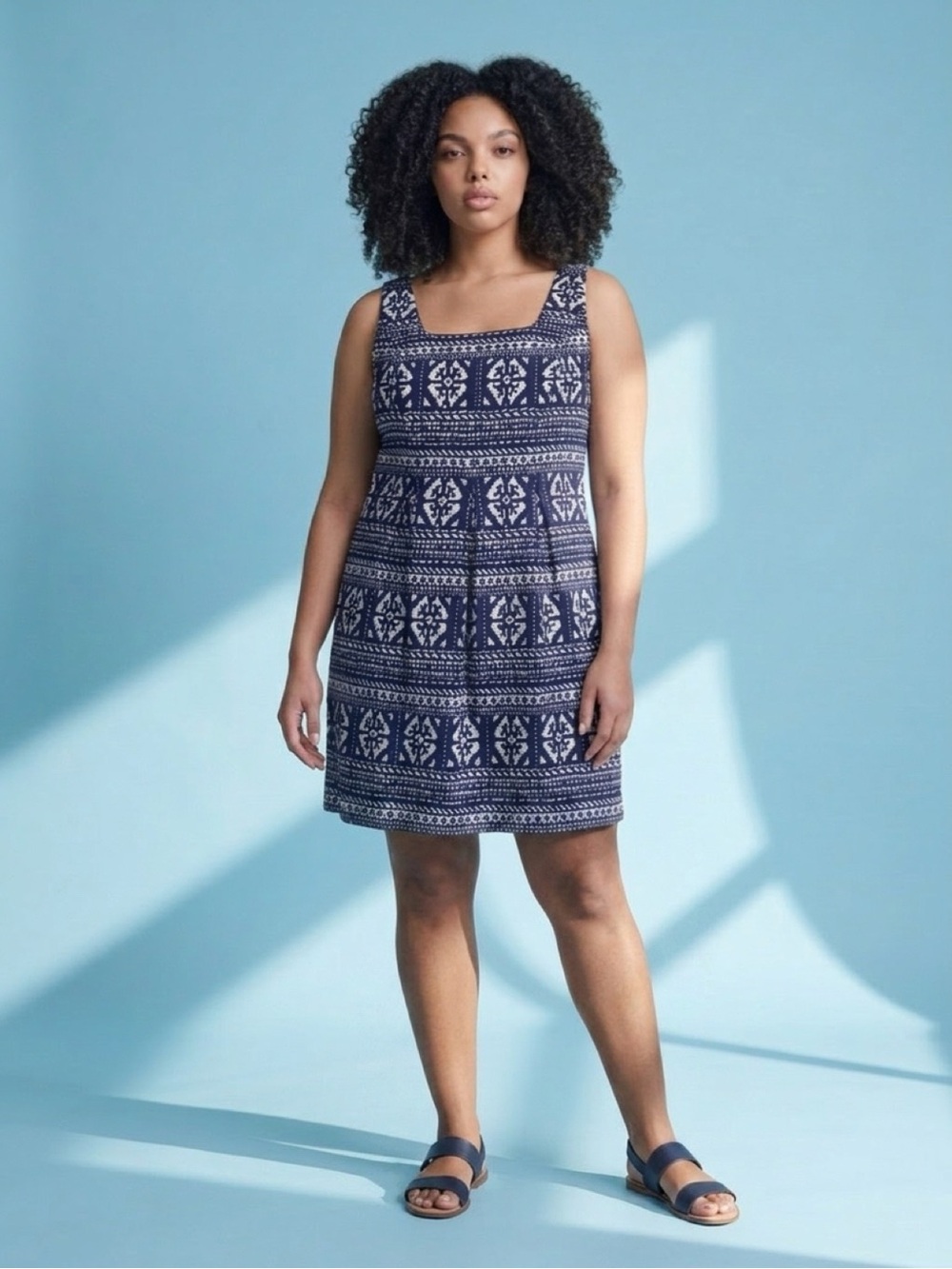Nine West Sleeveless Tribal Geometric Pattern Dress